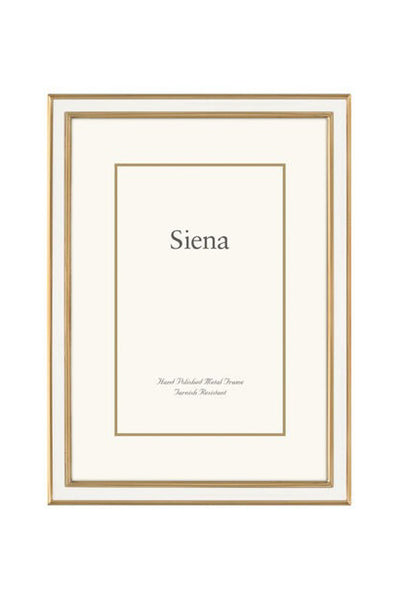 Siena Narrow Enameled Silverplate Frame White with Gold 5 x 7
