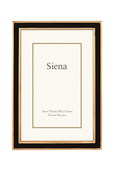 Siena Narrow Enameled Silverplate Frame Black with Gold 4 x 6