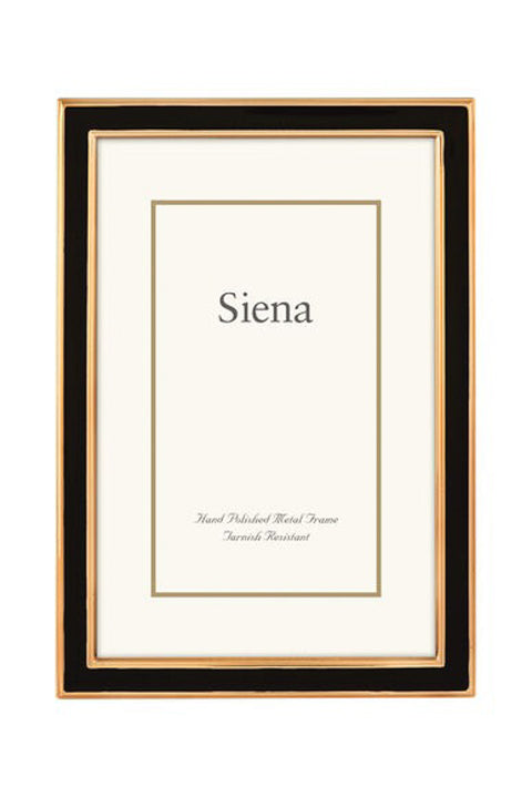 Siena Narrow Enameled Silverplate Frame Black with Gold 4 x 6