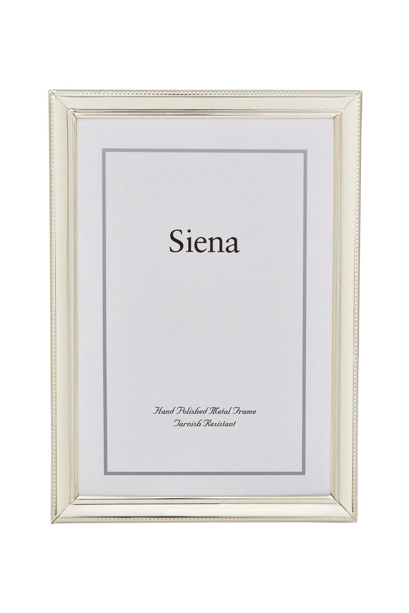 Siena Narrow Beveled Beaded Silverplate Frame 4x6