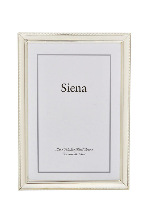 Siena Narrow Beveled Beaded Silverplate Frame 4 x 6