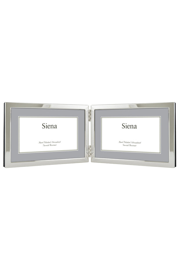 Siena Narrow Plain Silverplate Frame 4 x 6 Double Horizontal