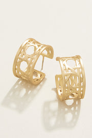 Cane Midi Hoop Earrings Gold