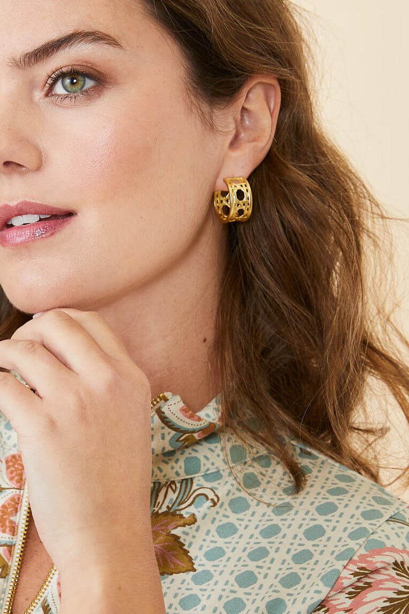 Spartina Earrings Cane Midi Hoop Gold
