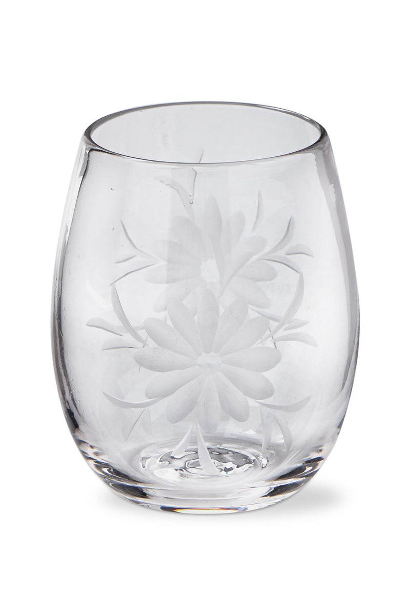 GLASS WINE FLEUR ETCHD STMLSS