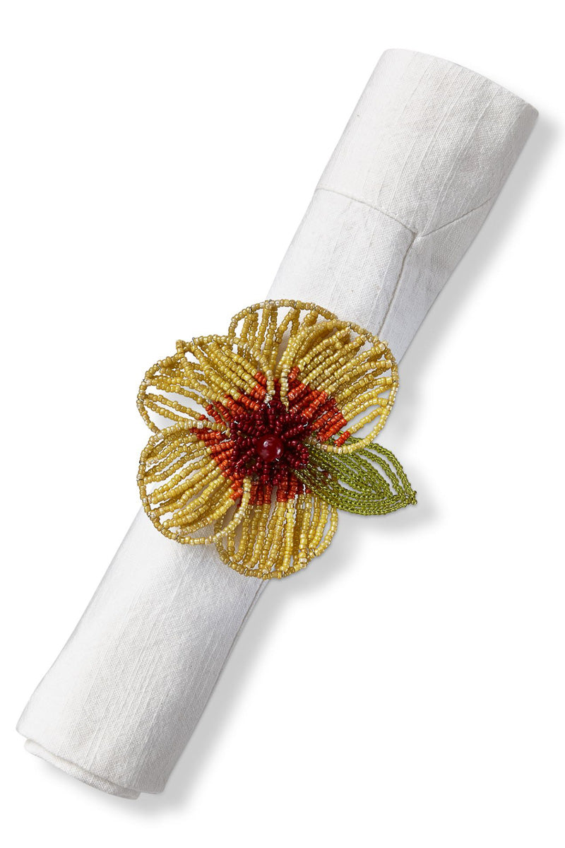 NAPKIN RING, BEADED FLOWER YE