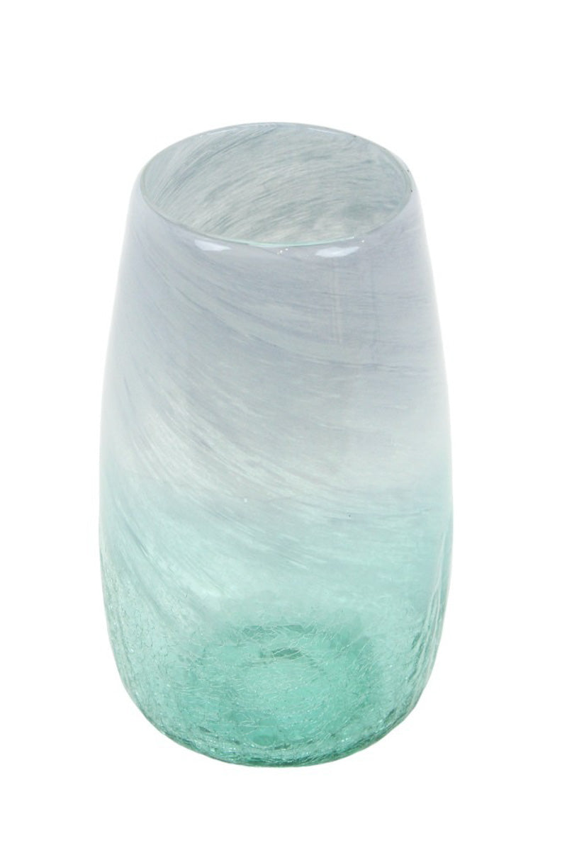 Glass Decorative Vase 11.5" Green Frosted