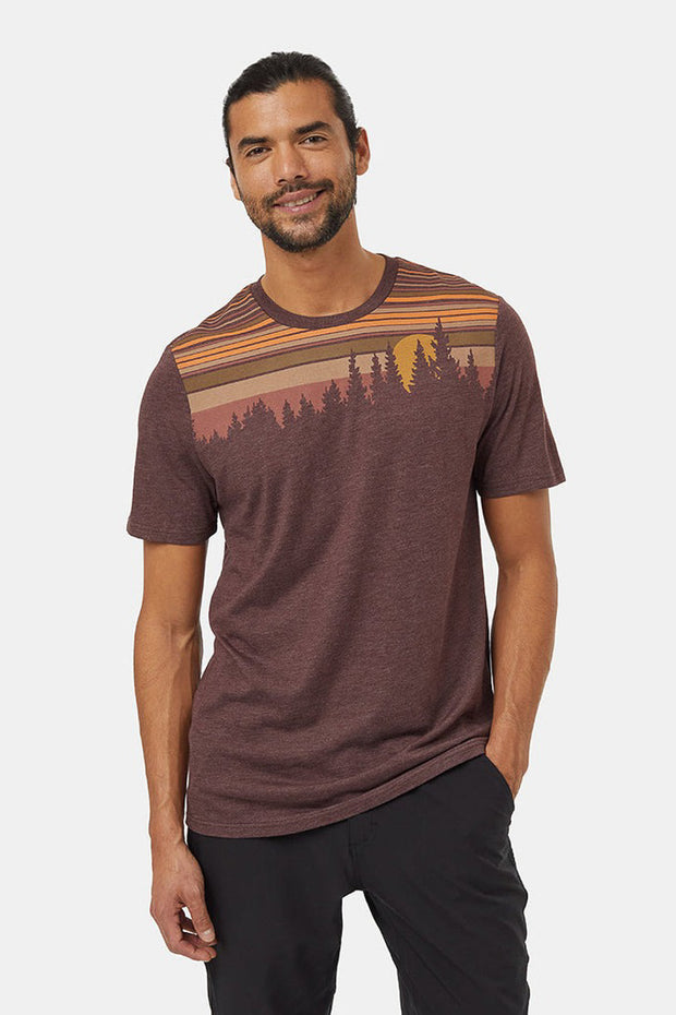 Men T-Shirt Retro Juniper Deep Mahogany Heather/Sandstone Large