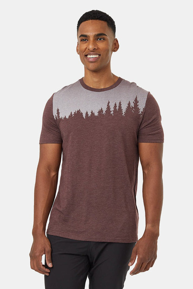 Men T-Shirt Juniper Deep Mahogany Heather/White Medium