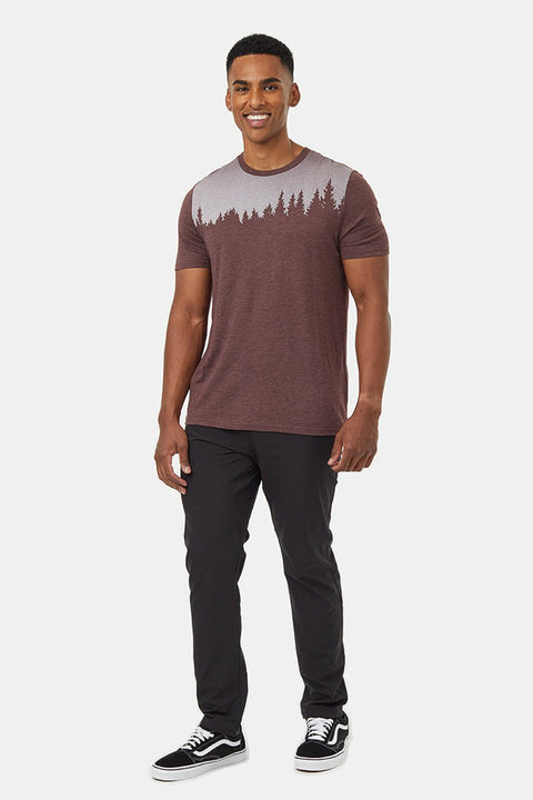 Men T-Shirt Juniper Deep Mahogany Heather/White Medium