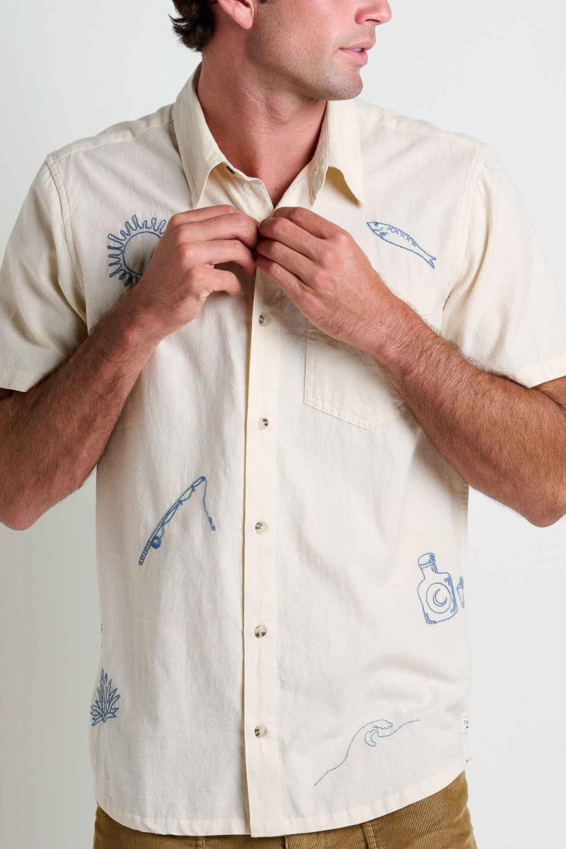 Toad & Co Men's Airscape Short Sleeve Shirt Large Salt Embroidered