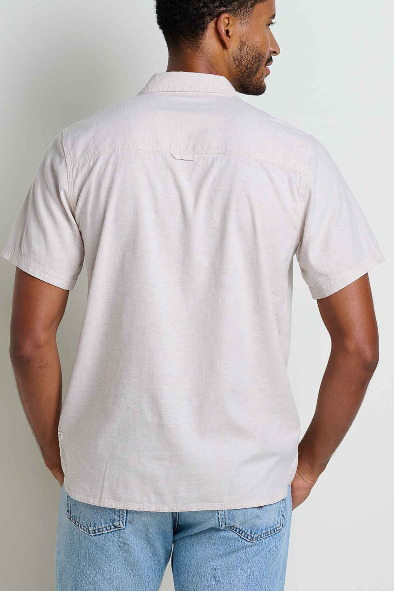 Toad & Co Men's Taj Hemp Short Sleeve Shirt Medium Oatmeal