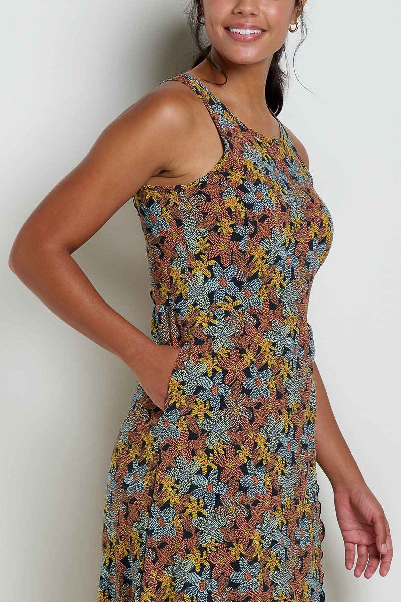 Toad & Co Women's Sunkissed Maxi Dress Extra Large Black Floral Dot Print