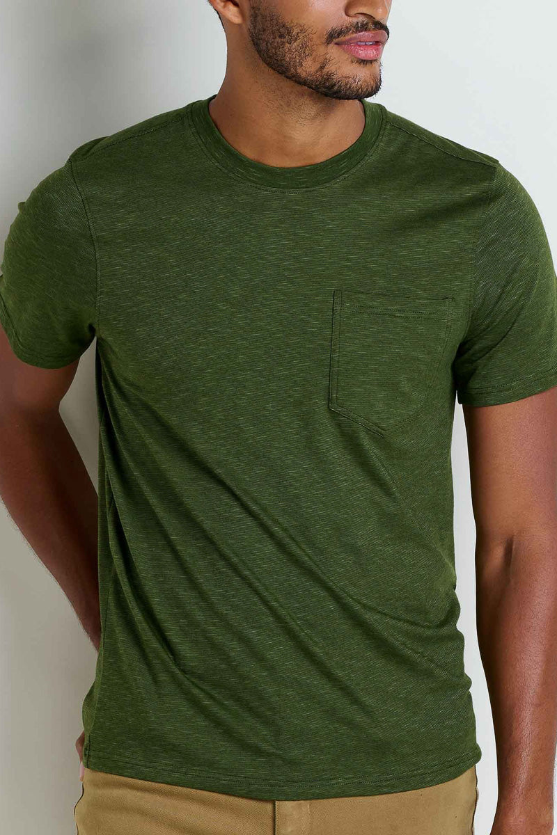 Toad & Co Men's Tempo Short Sleeve Pocket Crew Shirt Small Epidote
