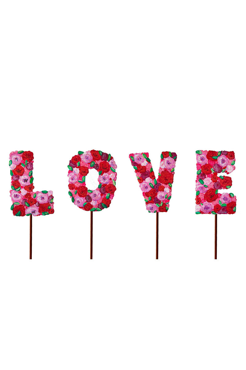 Floral Stake Letters LOVE Set of 4