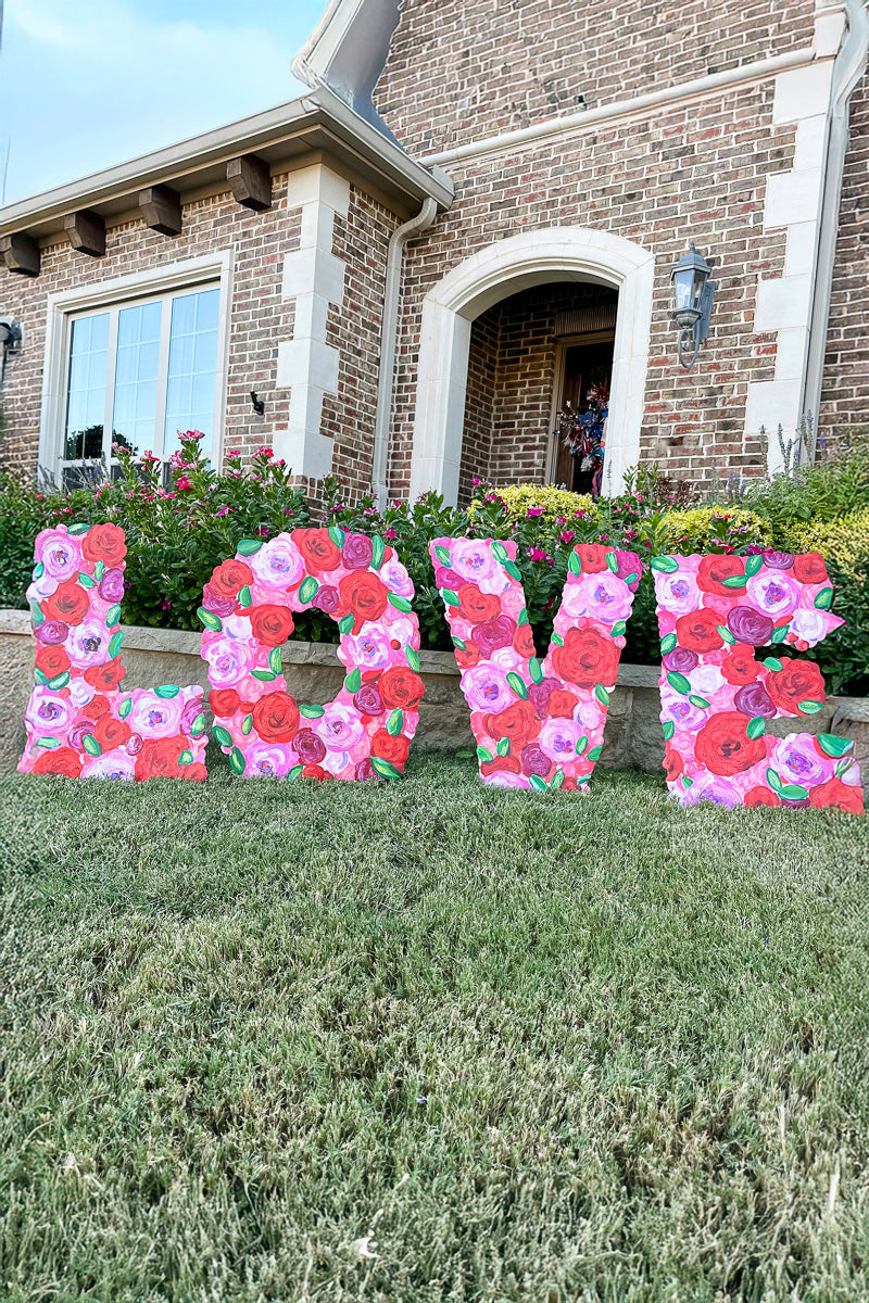 Floral Stake Letters LOVE Set of 4