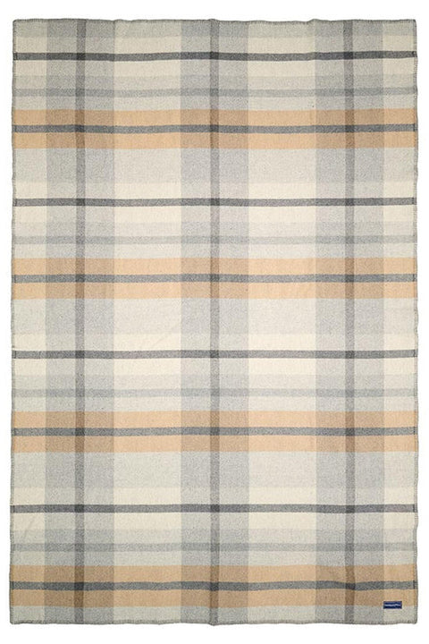 Faribault Mill Northfield Plaid Wool Throw Heritage Beige