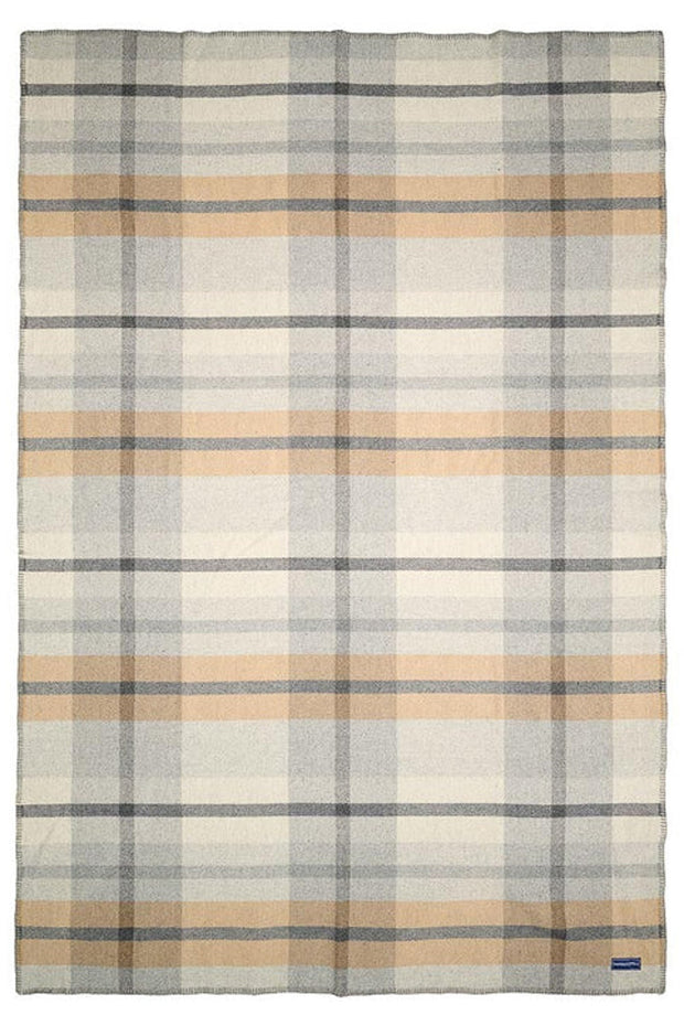 Faribault Mill Northfield Plaid Wool Throw Heritage Beige