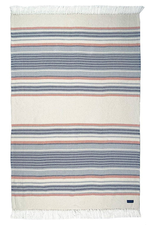 Faribault Mill Adirondack Cotton Throw Natural/Navy