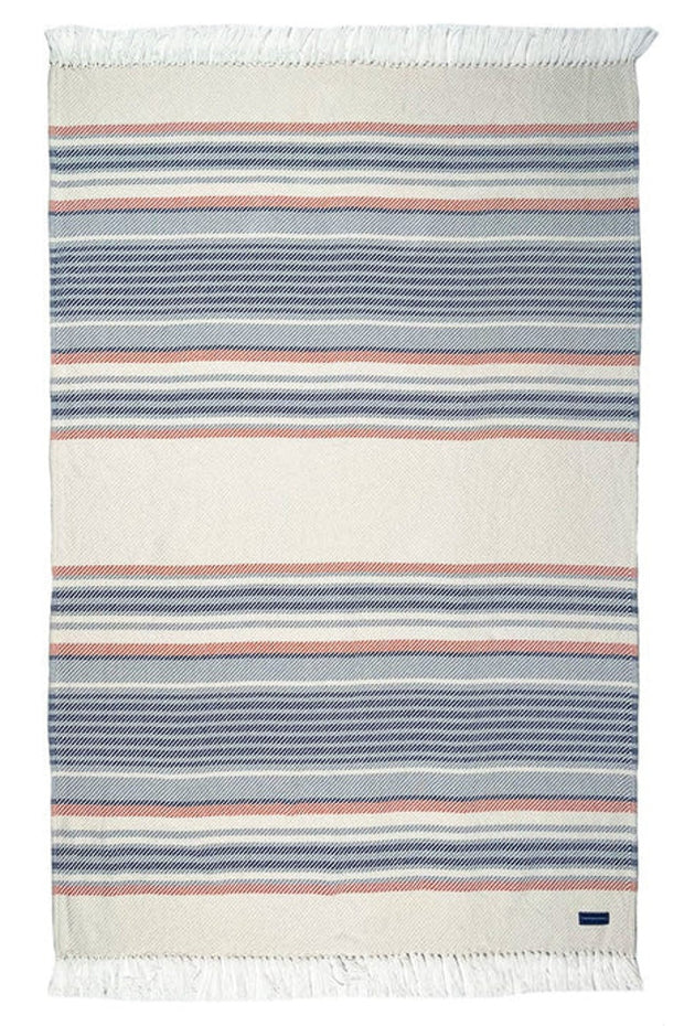 Faribault Mill Adirondack Cotton Throw Natural/Navy