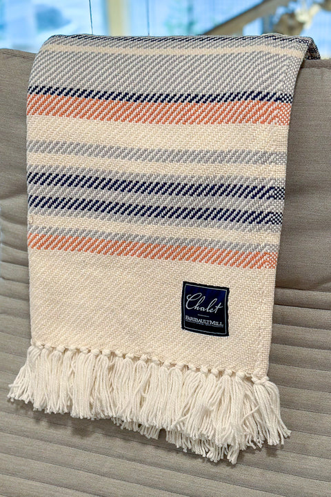 Faribault Mill Adirondack Cotton Throw Natural/Navy