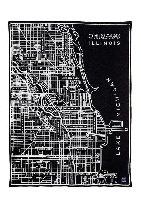 Faribault Mill Chicago Map Wool Throw