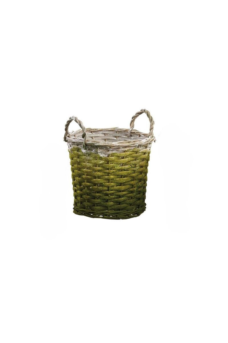 Weaved Basket Large Beige & Green