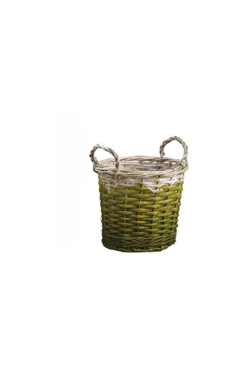 Weaved Basket Medium Beige & Green