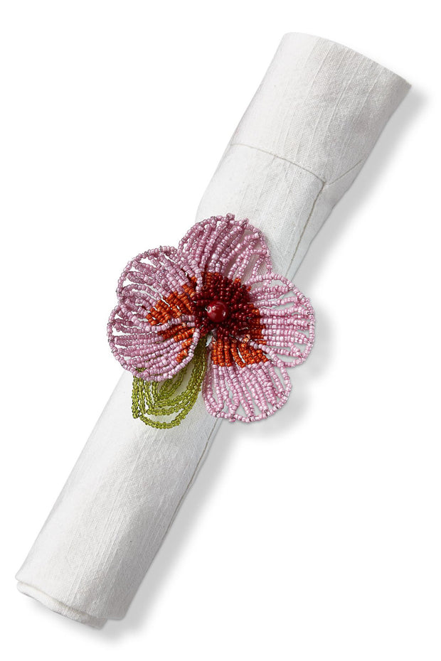 Beaded Flower Napkin Ring Lilac