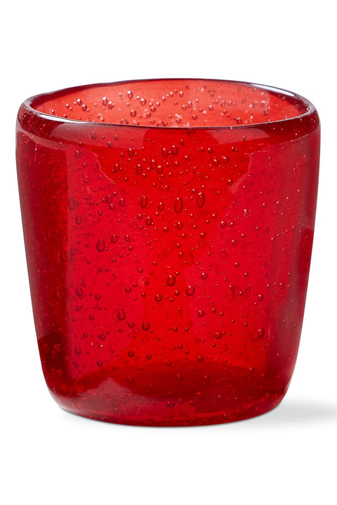 Paint Box Blown Glass Tea-Light Candleholder Red