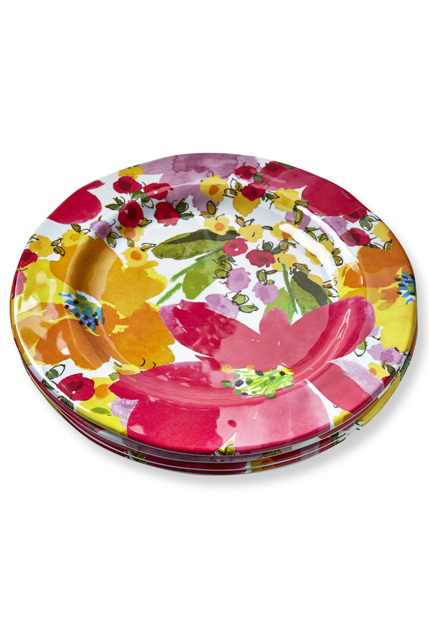 Springtime Floral Melamine Dinner Plate Set/4