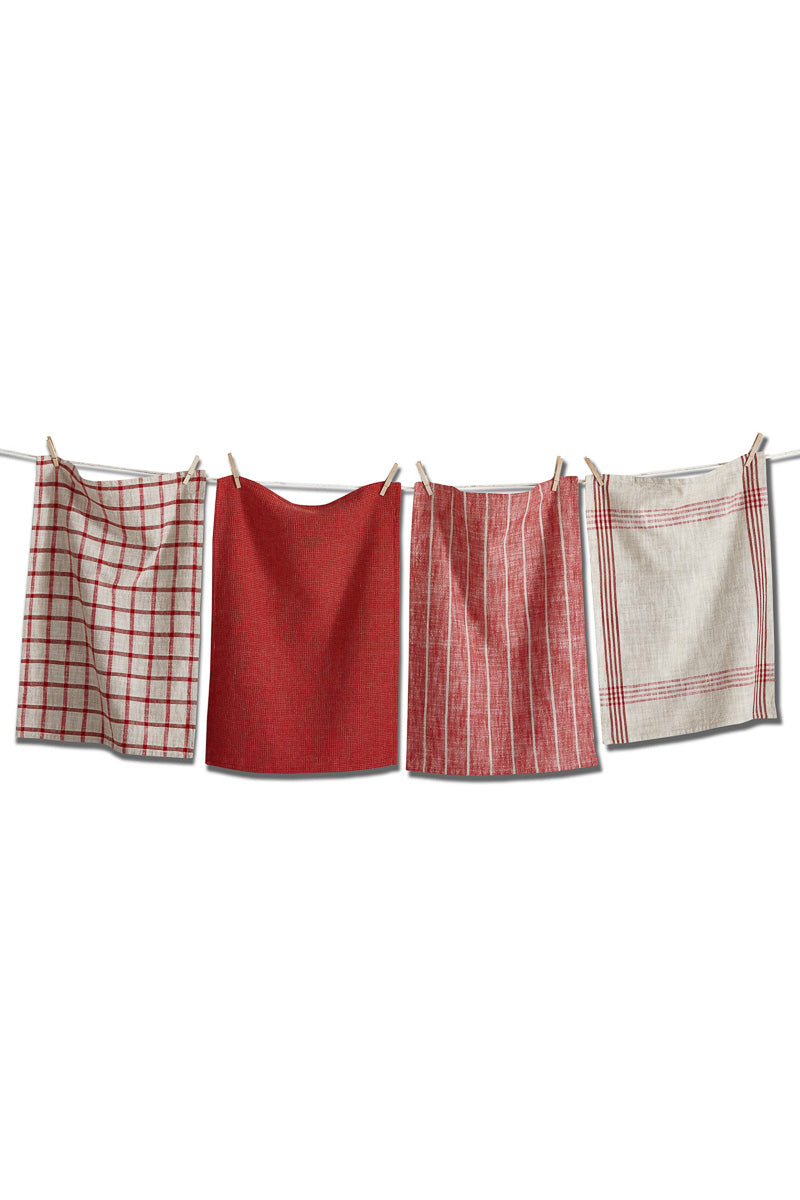 Canyon Woven Dishtowel Red Multi Set of 4