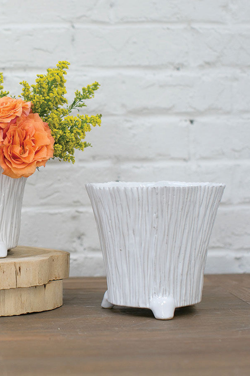 Mellie Footed Planter 7"x 6.5" White