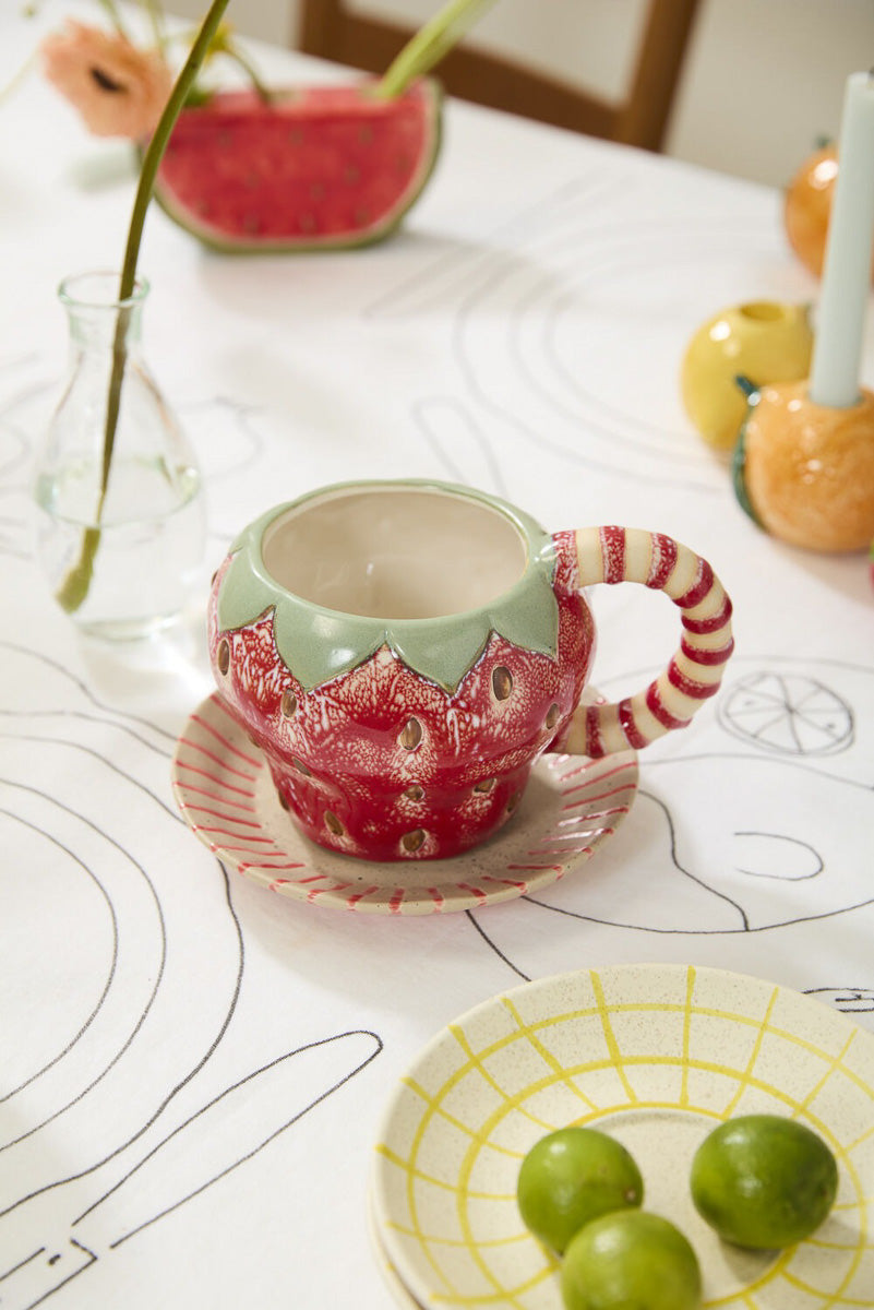 Strawberry Mug with Saucer