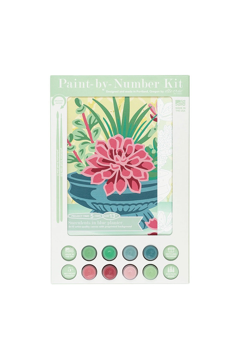 Succulents in Blue Planter Paint-by-Number Kit