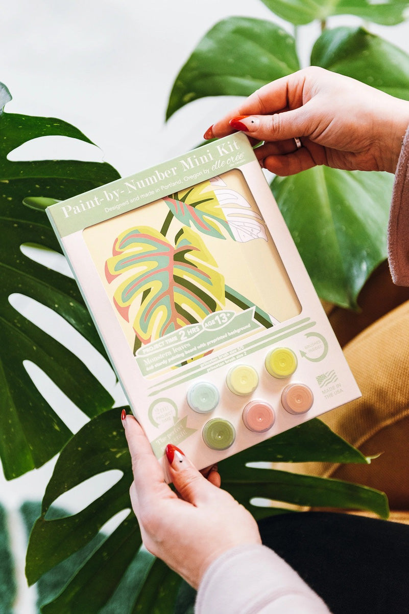 Monstera Leaves Mini Paint-by-Number Kit