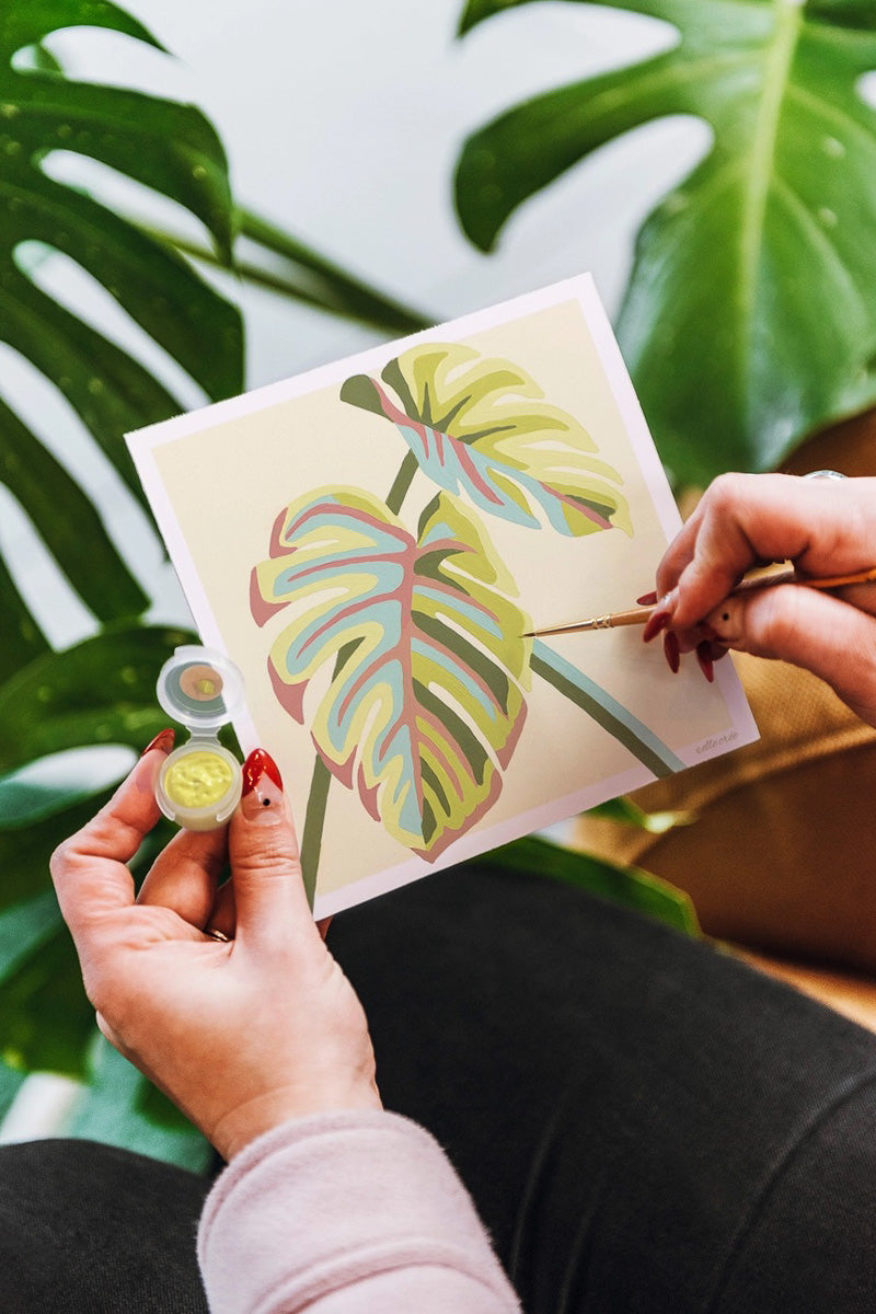 Monstera Leaves Mini Paint-by-Number Kit