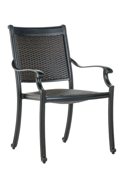 Alfresco Shetland Wicker Cast Stackable Dining Arm Chair with Reticulated Foam