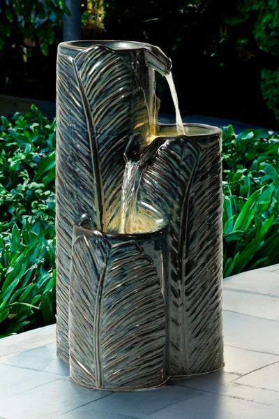 On SALE | Alfresco | Waterfall Leaf Ceramic Fountain