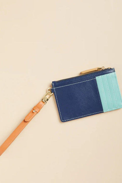 Spartina Slim Card Coin Purse Navy Seafoam Color Block