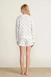 Barefoot Dreams Cozy Chic Cotton Checkered Pull - Oatmeal/Cream Extra Small