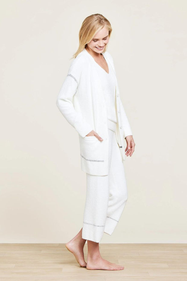 CozyChic Lite Contrast Stich Cardigan Pearl Carbon SM