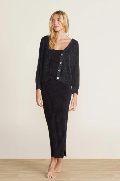 Barefoot Dreams Cozy Chic Lite Diamond Pointelle Cardigan Black Small