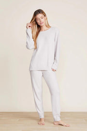 CozyChic Lite Ribbed Blocked Pullover Silver LG