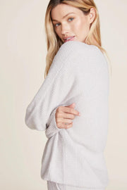 CozyChic Lite Ribbed Blocked Pullover Silver LG