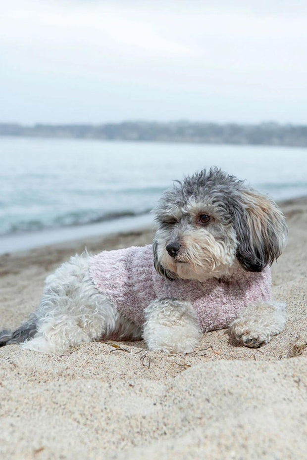 Barefoot Dreams CozyChic Ribbed Pet Sweater Heathered Vintage Rose / Ballet Pink Large