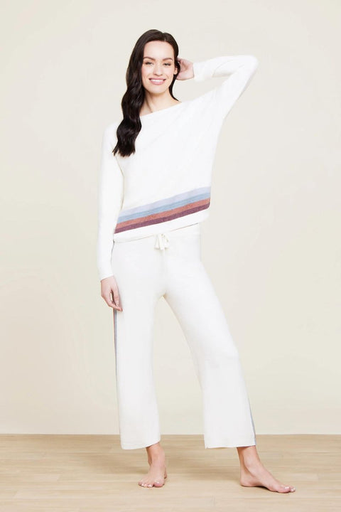 CozyChic Ultra Lite Stripe Pullover Cream Multi LG