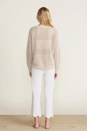 Barefoot Dreams Sunbleached Open Stich Pullover Stone Medium