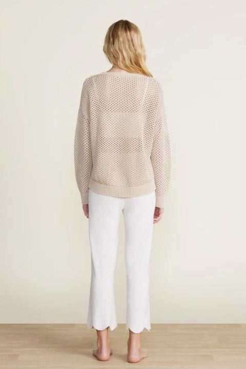 Barefoot Dreams Sunbleached Open Stich Pullover Stone Medium