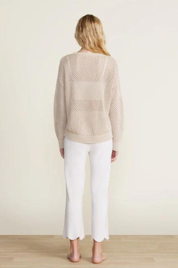 Barefoot Dreams Sunbleached Open Stich Pullover Stone Medium